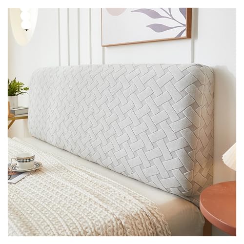 ENWWCH Einfarbige Stretch-Spandex-Bettkopfteilbezüge for Schlafzimmer und Zuhause, Jacquard-Bettkopfteilbezug, All-Inclusive-Kopfteilbezüge Für Schlafzimmer(Light Gray,W180 x H50-60cm) von ENWWCH