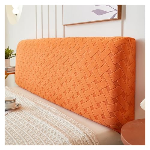 ENWWCH Einfarbige Stretch-Spandex-Bettkopfteilbezüge for Schlafzimmer und Zuhause, Jacquard-Bettkopfteilbezug, All-Inclusive-Kopfteilbezüge Für Schlafzimmer(Orange,W150 x H50-60cm) von ENWWCH