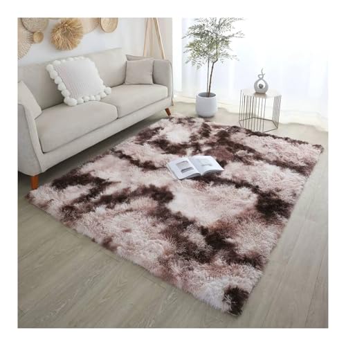 ENWWCH Fluffy Shaggy Rug Carpet Area Rug for Kids Room Living Room Soft Shaggy Rug Furry Floor Carpet Modern Decor Für Schlafzimmer Kinderzimmer(Light Brown,120X160cm) von ENWWCH