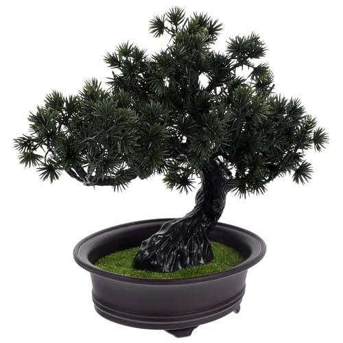ENWWCH Simulation Topfpflanze Faux Bonsai Desktop Büro Künstliche Juniper Baum Gefälschte Für Tischdekoration(Dark Green) von ENWWCH