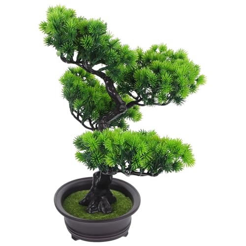 ENWWCH Simulation Topfpflanze Faux Bonsai Desktop Büro Künstliche Juniper Baum Gefälschte Für Tischdekoration(Light Green) von ENWWCH