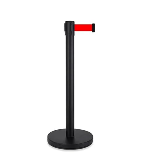 ENWWCH Warteschlangentrenner Matte Black Pillar Retractable Belt Queue Pole Barrier Retractable Stanchions for Crowd Control(Red) von ENWWCH