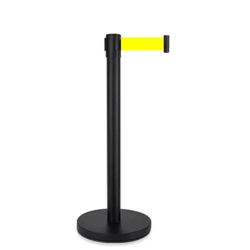 ENWWCH Warteschlangentrenner Matte Black Pillar Retractable Belt Queue Pole Barrier Retractable Stanchions for Crowd Control(Yellow) von ENWWCH