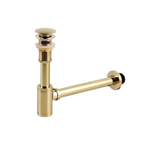Goldene Badezimmer Waschbecken Abfluss Messing Flasche Falle Siphon Filter Pop Up Leuchte Stopper Set Für Waschbecken(Type 2) von ENWWCH
