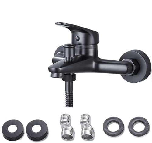 Schwarzer Duschhahn, Heiß- und Kaltmischer, Badewannenhahn, Wandmontage, Mischventil, seitlich öffnender Dreifachhahn, Badezimmerzubehör Für Badezimmer Geeignet(Type 2) von ENWWCH