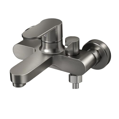Wandmontierter Badezimmer-Duschmischer Wasserhahn Duschzubehör Duschkopf-Set Badezimmer Badewanne Wasserhahnschalter Warm- und Kaltwasserhahn Für Badezimmer Geeignet(Gray) von ENWWCH