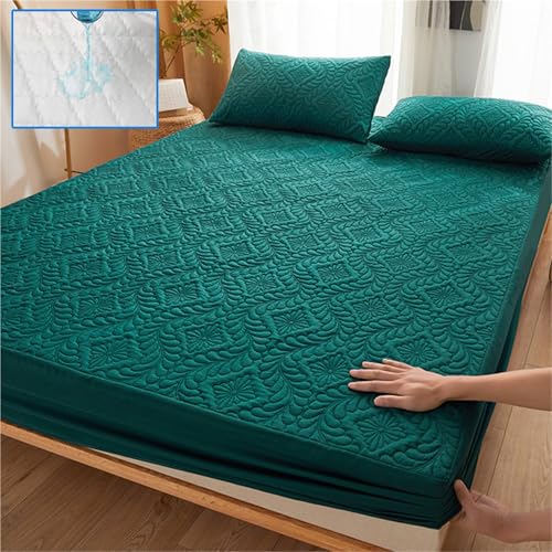 Wasserdichter, gesteppter Matratzenschoner, atmungsaktiver Matratzenbezug, weicher, kein Kissenbezug Für Matratzen(Green,140x190x30cm) von ENWWCH