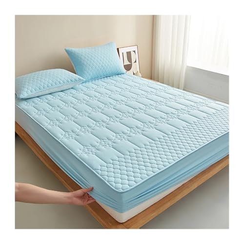 Wasserdichter Matratzenschoner, Matratzenbezug aus Baumwolle, weicher Bettbezug, kein Kissenbezug Für Matratzen(Blue,200x220cm(79x87 in)) von ENWWCH