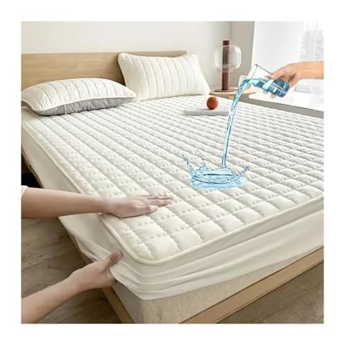 Wasserdichter Matratzenschoner Matratzenbezug mit geprägtem Design, Bettbezug, Spannbettlaken, ohne Kissenbezüge Für Matratzen(White,200x200x30cm) von ENWWCH