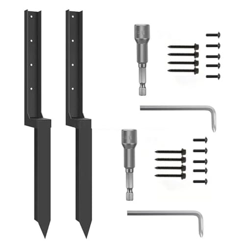 Zaunpfosten-Erdspieße, Hochleistungs-Zaunpfosten-Reparatur-Sets aus Stahl mit Erdspießen, Stützset for gekippte, gebrochene Für Gekippten Bruch(2Pcs) von ENWWCH