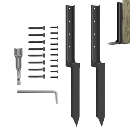 Zaunpfosten-Reparatur, Zaunpfosten-Reparatur-Spike, Schwermetall-Ersatz, verdickt, schnell und einfach, Spikes for Boden-Rasenzäune, Lehnen Für Gekippten Bruch(2pcs) von ENWWCH