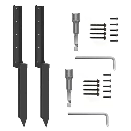 Zaunpfosten-Reparaturpfähle mit Befestigungsschrauben, Zaun-Rückenstütz-Kits, spitzer Kopf Für Gekippten Bruch(2Pcs) von ENWWCH