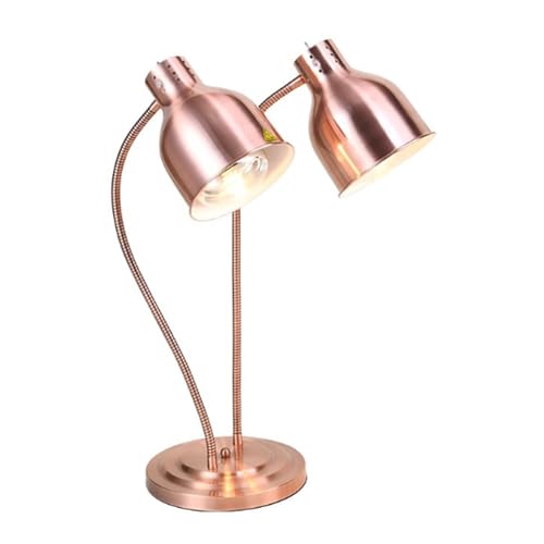 ENSYTE Speisenwärmlampe mit doppeltem kommerziellen Kopf freistehende Speisenwärmer Lampe 360° drehbar Einzel-/Doppelbirnen Buffet Hotelküchenausstattung Restaurant Display(Rose Gold,Dual) von ENWYTE