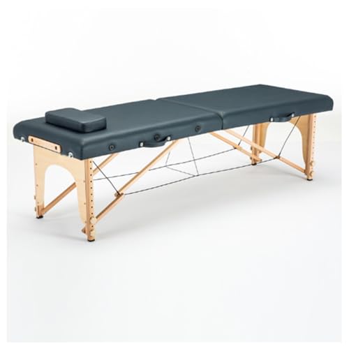 ENWYTE Massagebett Massagetisch Schönheitsbett Ästhetisches Bett Faltbares tragbares PVC-Leder-Hebebett mit Kopfloch Kopfstütze Armlehnen Kostenlose Installation für Spa Salon Tattoo(Navy blue-A,185X6 von ENWYTE