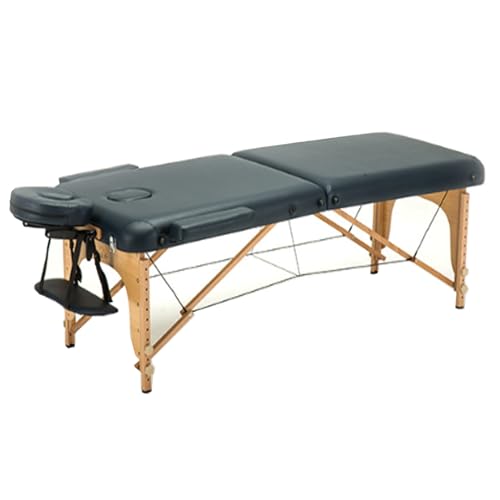 ENWYTE Massagebett Massagetisch Schönheitsbett Ästhetisches Bett Faltbares tragbares PVC-Leder-Hebebett mit Kopfloch Kopfstütze Armlehnen Kostenlose Installation für Spa Salon Tattoo(Navy blue-B,185X7 von ENWYTE