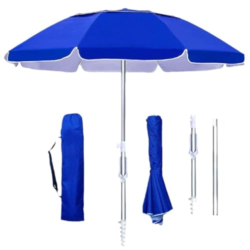 ENWYTE Sonnenschirm Outdoor-Regenschirm zusammengeklappt tragbar LSF 50+ Kippfunktion per Knopfdruck Metallrahmen Koffer Terrasse Garten Strand Pool Hinterhof Blau(Dark Blue) von ENWYTE