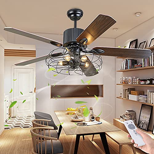 Deckenventilator Licht Mit Beleuchtung Und Fernbedienung Dimmbar E27 Fan Deckenleuchte LED Fan Kronleuchter Loft Lüfter Deckenlampe Retro Wohnzimmer Schlafzimmer Esszimmer Lüfter Stumm Lüfter Lampe Deckenventilator Licht Mit Beleuchtung Und Fernbedienung Dimmbar E27 Fan Deckenleuchte LED Fan Kronleuchter Loft Lüfter Deckenlampe Retro Wohnzimmer Schlafzimmer Esszimmer Lüfter Stumm Lüfter Lampe von ENXING
