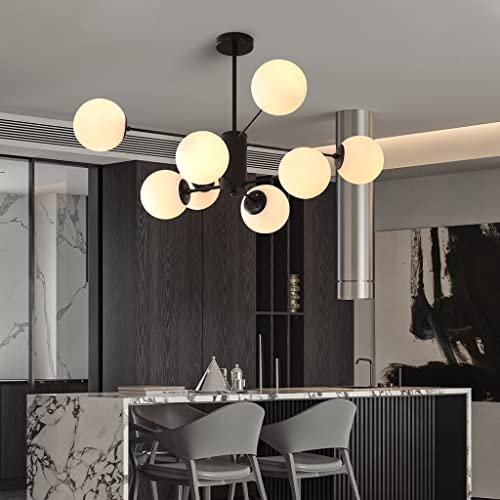 ENXING Hängelampe Großes Wohnzimmer Kronleuchter E27 Moderne Eisenlampe Sphärische Pendelleuchte Schlafzimmer Esszimmerlampe Glas Lampenschirm Molekulare Beleuchtung Bar Café Deckenleuchte von ENXING