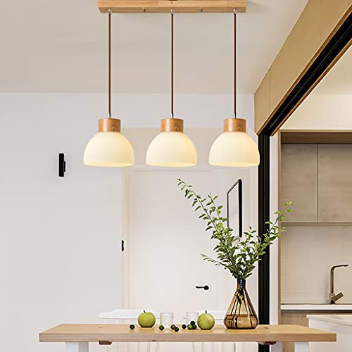 ENXING Hängeleuchte E27 Moderner Kreativer Esstisch Kronleuchter Holz Pendellampe Glasschirm Höhenverstellbarer Pendelleuchte 3 Köpfe Esszimmer Schlafzimmer Büro Bar Deckenleuchte ENXING Hängeleuchte E27 Moderner Kreativer Esstisch Kronleuchter Holz Pendellampe Glasschirm Höhenverstellbarer Pendelleuchte 3 Köpfe Esszimmer Schlafzimmer Büro Bar Deckenleuchte von ENXING
