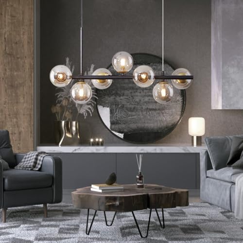 ENXING Moderne E27 Beleuchtung Hängelampe Moderne Lange Lineare Hängelampe Glas Hängelampe Verstellbare Höhe Geeignet Für Schlafzimmer Wohnzimmer Küche Esszimmer (Glühbirne Nicht Enthalten)(Black+Grey ENXING Moderne E27 Beleuchtung Hängelampe Moderne Lange Lineare Hängelampe Glas Hängelampe Verstellbare Höhe Geeignet Für Schlafzimmer Wohnzimmer Küche Esszimmer (Glühbirne Nicht Enthalten)(Black+Grey von ENXING