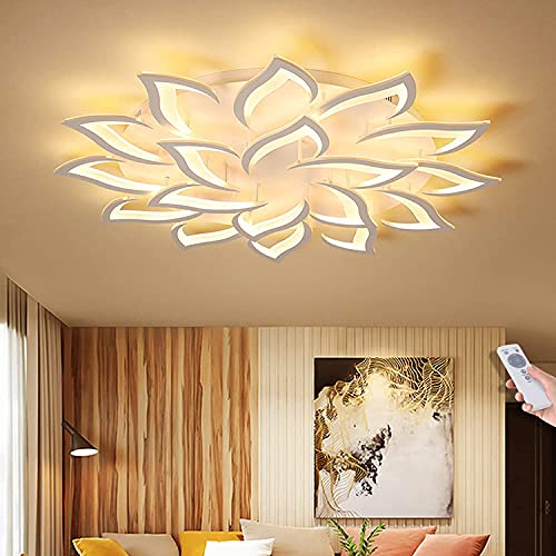 LED Deckenleuchte Blume Kreative Deckenlampe Innen Decken Beleuchtung Für Schlafzimmer Wohnzimmer Mit Fernbedienung Küche Esszimmer Weiß Acryl Lampenschirm Dekorative Dimmable Lampe,18 heads von ENXING