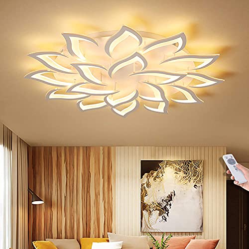 ENXING LED Deckenleuchte Blume Kreative Deckenlampe Innen Decken Beleuchtung Für Schlafzimmer Wohnzimmer Mit Fernbedienung Küche Esszimmer Weiß Acryl Lampenschirm Dekorative Dimmable Lampe,18 heads von ENXING