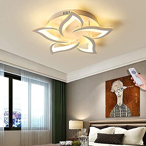 LED Deckenleuchte Blume Kreative Deckenlampe Innen Decken Beleuchtung Für Schlafzimmer Wohnzimmer Mit Fernbedienung Küche Esszimmer Weiß Acryl Lampenschirm Dekorative Dimmable Lampe,5 heads von ENXING