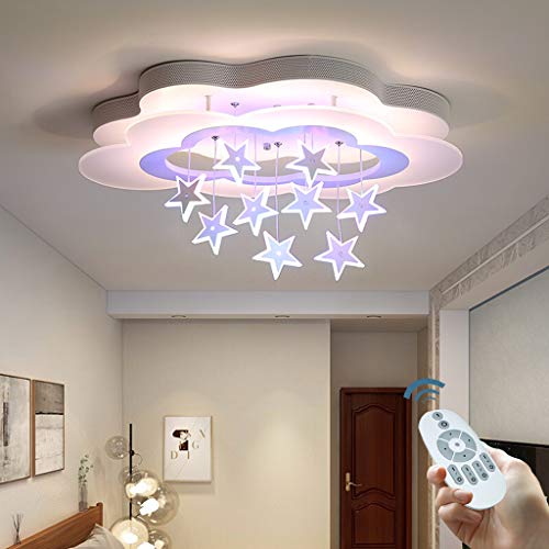 LED Deckenleuchte Funkelnder Glitzer-Stern Moderne Kinderlampe Kinderzimmer Jungen Mädchen Deckenlampe Dimmbar Mit Fernbedienung Interior Schlafzimmer Lichter Wohnzimmer Pendellampe,Farbige stars,50cm von ENXING