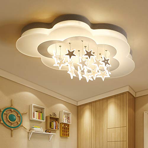 LED Deckenleuchte Funkelnder Glitzer-Stern Moderne Kinderlampe Kinderzimmer Jungen Mädchen Deckenlampe Dimmbar Mit Fernbedienung Interior Schlafzimmer Lichter Wohnzimmer Pendellampe,Warm stars,50cm von ENXING