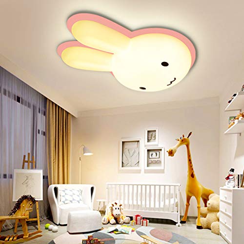 Modern Lampekinder Deckenlampe LED Deckenleuchte Niedliches Kaninchen-Design Schlafzimmerlampe Für Wohnzimmer Zuhause Kinderzimmer Dekor Acryl Lampenschirm Decken Leuchte,Rosa von ENXING