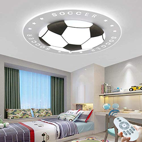 Moderne Kreative Fußball LED Deckenleuchte Kinderzimmer Licht Dimmbar Farbwechsel Junge Mädchen Augenschutz Deckenleuchte Wohnzimmer Schlafzimmer Kindergarten Dekoration Licht,Schwarz,62CM 56W von ENXING