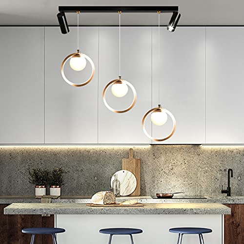 Pendellampe Höhenverstellbar LED Pendelleuchte Esstisch Schwarz Hängeleuchte Dimmbar Golden Metallring Hängelampe Mit Fernbedienung Hängeleuchte Esszimmer Arbeitszimmer Wohnzimmer Küche Kronleuchter,B von ENXING