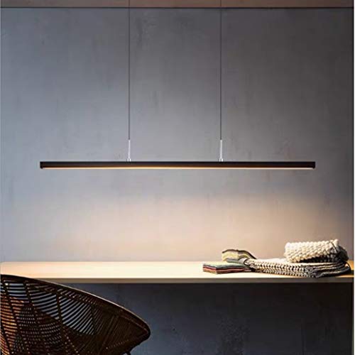 Pendelleuchte LED Pendellampe Esstisch Lampe Wohnzimmer Hängelampe Modern Hängeleuchte Dimmbar Kronleuchter Fernbedienung Schlafzimmer Lighting Metall Acryl Höhenverstellbar Leuchte,Schwarz,60cm von ENXING