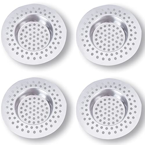 ENXINYI Abflusssieb Dusche Edelstahl(4er Set) - 7.5 x 7.5 cm Haarsieb Dusche,90 Löcher Waschbecken Sieb,Sieb für Spülbecken,Badezimmer,Küche von EXFEA