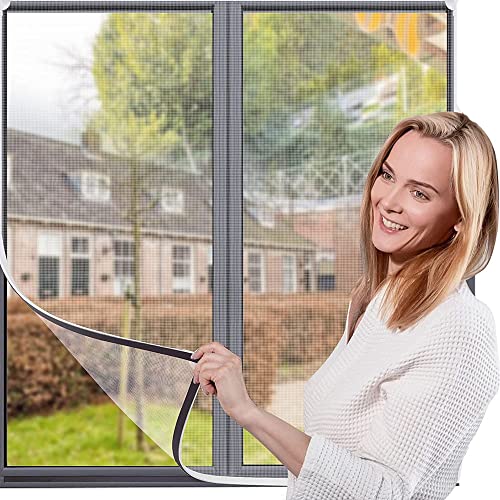 ENYACOS 130cm*150cm Fliegengitter Fenster, Zuschneidbar auf Fenstergrößen bis 130x150cm, Einfache Installation Verhindert das Eindringen von Insekten/Fliegen/Moskitos in den Raum (Weiß) von ENYACOS