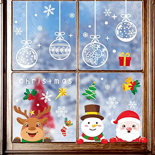 ENYACOS Fensterbilder Weihnachten Selbstklebend, Fensterdeko Weihnachtsmann Fensterdeko, Weihnachten Winter Dekoration Türen Schaufenster Vitrinen Glasfronten Schneeflocke Fensteraufkleber (C) von ENYACOS