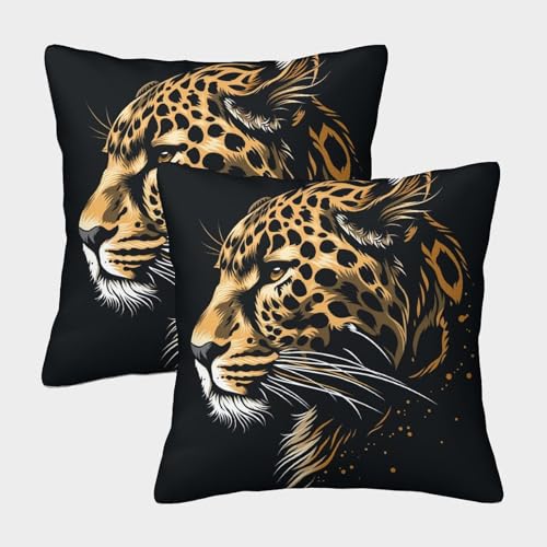 ENYISIYULO 3D-Druck Deko Kissenbezug Leopard 2er-Set Kissenhülle Dekorative Weiche Wilde Bestie Lendenkissen Wurfkissenbezug Für Sofa Auto Schlafzimmer 50x50cm von ENYISIYULO