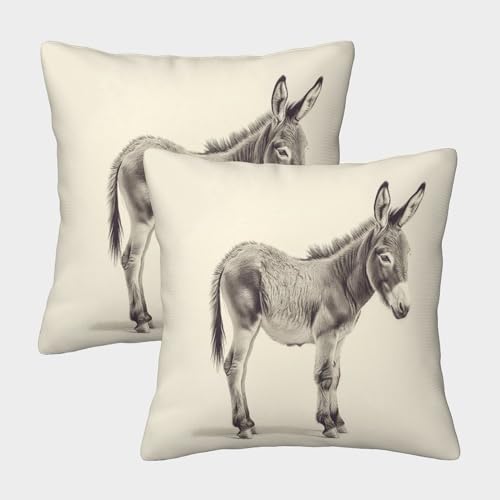 ENYISIYULO 3D-Druck Dekorativ Kissenbezüge Esel 2er Set Kissenhülle Dekorative Weiche Fashion Esel Sofakissen Für Couch Schlafzimmer Outdoor Gartenbett Balkon 40x40cm von ENYISIYULO