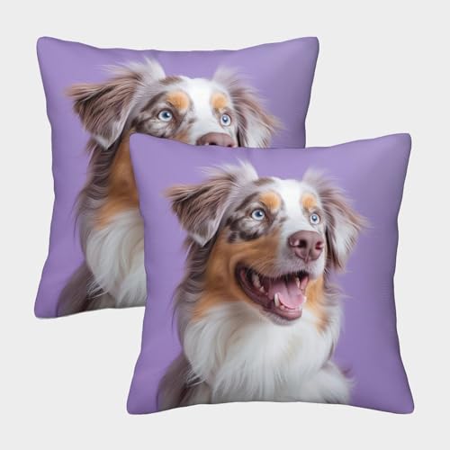 ENYISIYULO Australian Shepherd Dog Kissenbezug 2er-Set Weiche Wurfkissenbezug Hound Dog Versteckter Reißverschluss Für Wohnzimmer Personalisierte Wohnkultur 40x40cm von ENYISIYULO
