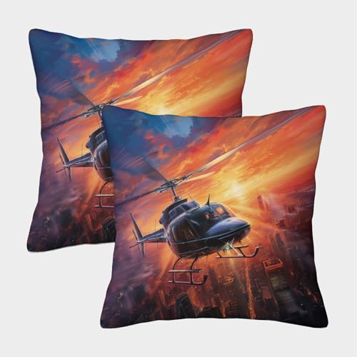 ENYISIYULO Deko Kissenbezug Hubschrauber 2er-Set Modern Dekokissen Kissenbezüge Kanonenschiff Lendenkissen Wurfkissenbezug Für Sofa Auto Schlafzimmer 50x50cm von ENYISIYULO