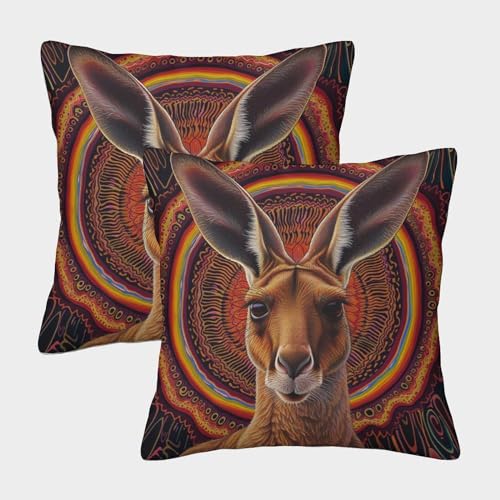 ENYISIYULO Deko Kissenbezug Känguru 2er Set Modern Dekokissen Kissenbezüge Cute Känguru Zierkissenbezüge Kissen Für Sofa Sessel Zuhause Auto Schlafzimmer 50x50cm von ENYISIYULO
