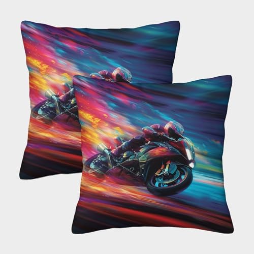 ENYISIYULO Deko Kissenbezug Motorrad 2er-Set Kissenhülle DekoRatteive Weiche Artistic Motorrad Weich Decor Schlafzimmer Kissenhüllen Für Couch Büro Wohnzimmer 40x40cm von ENYISIYULO