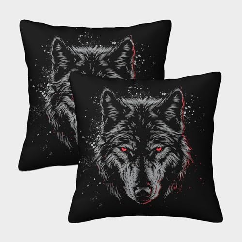 ENYISIYULO Deko Kissenbezug Wolf 2er-Set Modern Dekokissen Kissenbezüge erstaunlicher Wolf Sofakissen Für Couch Schlafzimmer Outdoor Gartenbett Balkon 40x40cm von ENYISIYULO
