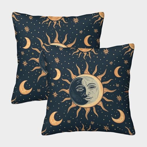 ENYISIYULO DekoRatteiv Kissenbezüge Sternenhimmel 2er Set Kissenhülle DekoRatteive Weiche Sonne and Mond Weich Decor Schlafzimmer Kissenhüllen Für Couch Büro Wohnzimmer 40x40cm von ENYISIYULO