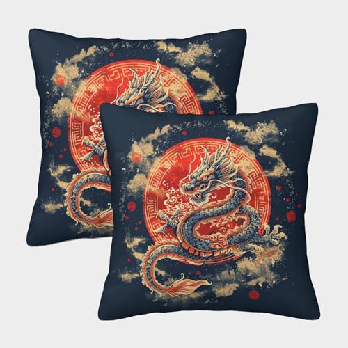 ENYISIYULO Loong Kissenbezug 2er-Set Weiche Kissenhülle Chinese Dragon Innen Deko Für Wohnzimmer Personalisierte Wohnkultur 40x40cm von ENYISIYULO