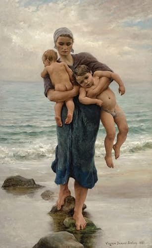 ENYLUFUT Bekannt Mode Leinwand Malerei Gemälde Wandkunst Fischerfrau Kommt, um ihre kinder zu baden von virginie Demont-breton Bild auf Leinwand für Wanddekoration 60x90cm ENYLUFUT Bekannt Mode Leinwand Malerei Gemälde Wandkunst Fischerfrau Kommt, um ihre kinder zu baden von virginie Demont-breton Bild auf Leinwand für Wanddekoration 60x90cm von ENYLUFUT