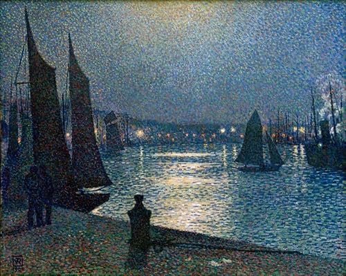 ENYLUFUT Berühmte Gemälde Art Leinwandbilder Drucken Ölgemälde Th V Rysselberghe Mondnacht in Boulogne von Théo Van Rysselberghe Jahrgang Wandkunst für Schlafzimmer Home Decor 60x90cm ENYLUFUT Berühmte Gemälde Art Leinwandbilder Drucken Ölgemälde Th V Rysselberghe Mondnacht in Boulogne von Théo Van Rysselberghe Jahrgang Wandkunst für Schlafzimmer Home Decor 60x90cm von ENYLUFUT