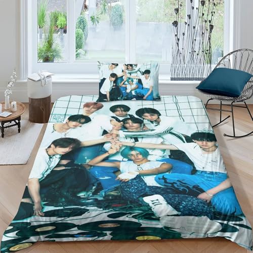EOASNRTCB 3D Bettbezug Bettwäsche Geeignet FürKinder Und Jugendliche Stray Kids Muster Modern Mikrofaser Bettbezüge Mit Reißverschluss Und Kissenbezug Single（135x200cm） von EOASNRTCB