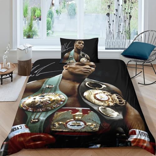 EOASNRTCB Bettwäsche 3D Mike Tyson Bettbezug Set Mit Verdecktem Reißverschluss Und Kissenbezug, Mikrofaser Kreative Steppdeckenbezug Set Für Erwachsene Kinder Single（135x200cm） von EOASNRTCB