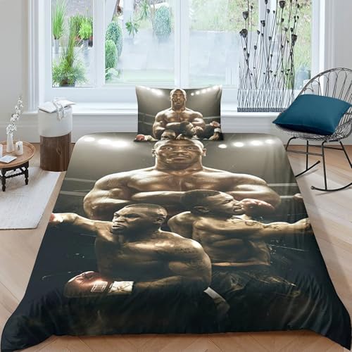 EOASNRTCB Bettwäsche Set Kinder Jungen Jugendliche 3D Mike Tyson Kinderbettwäsche Weiche Bettbezug Und Kissenbezug Mit Reißverschluss Single（135x200cm） von EOASNRTCB